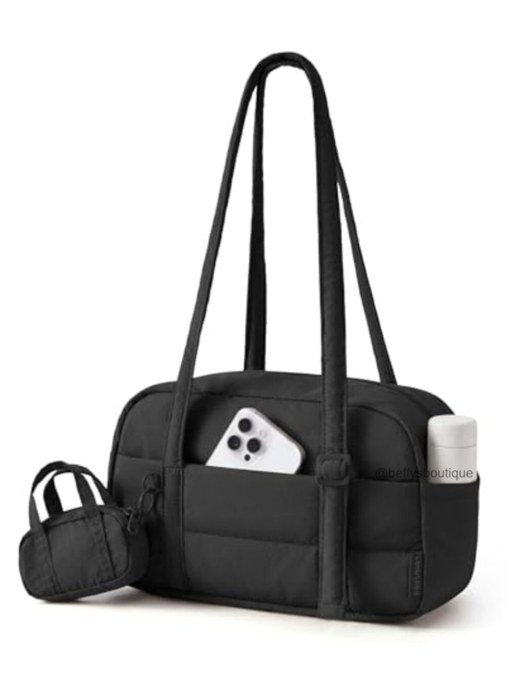 Quilted Puffer Shoulder Bag Lightweight Small Tote Hobo with Pouch